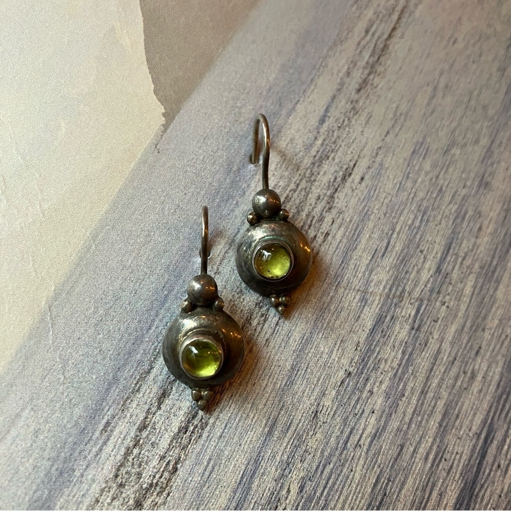 Vintage Sterling Silver Peridot Drops